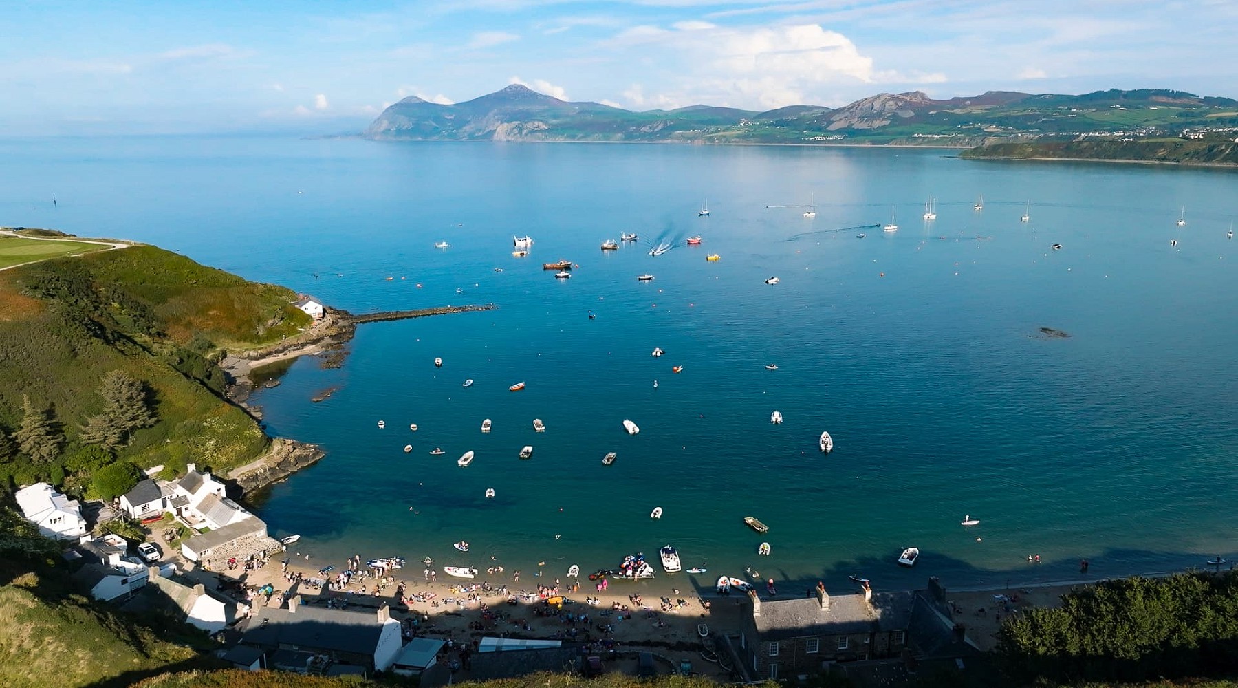 aerial shot of porth dinllaen