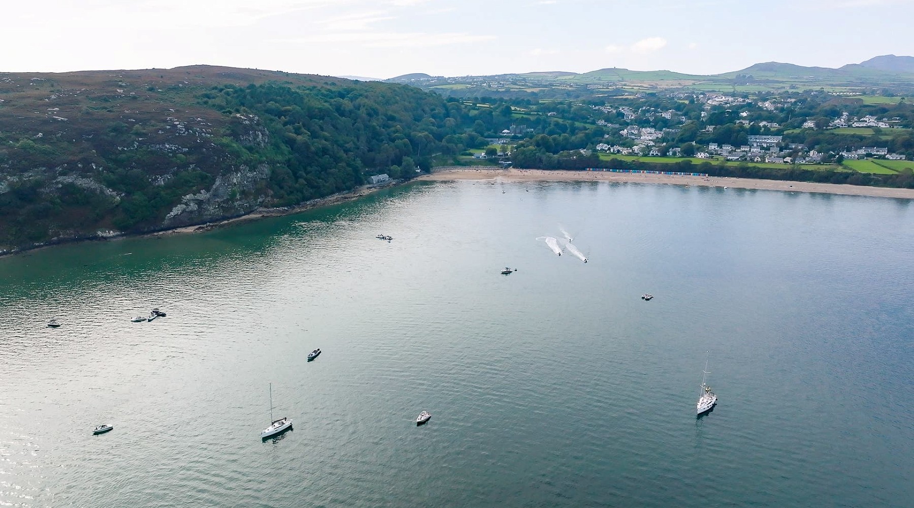 aerial shot of the sea at llanbederog