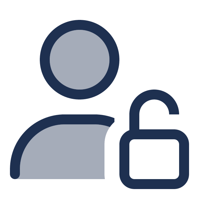person and unlocked padlock icon